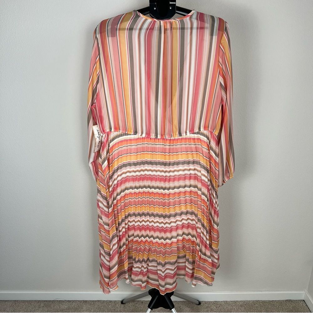Indigo Rose Striped Wrap Dress 3X Beach Boho Romantic Tie Waist Flowy Feminine - Picture 3 of 9